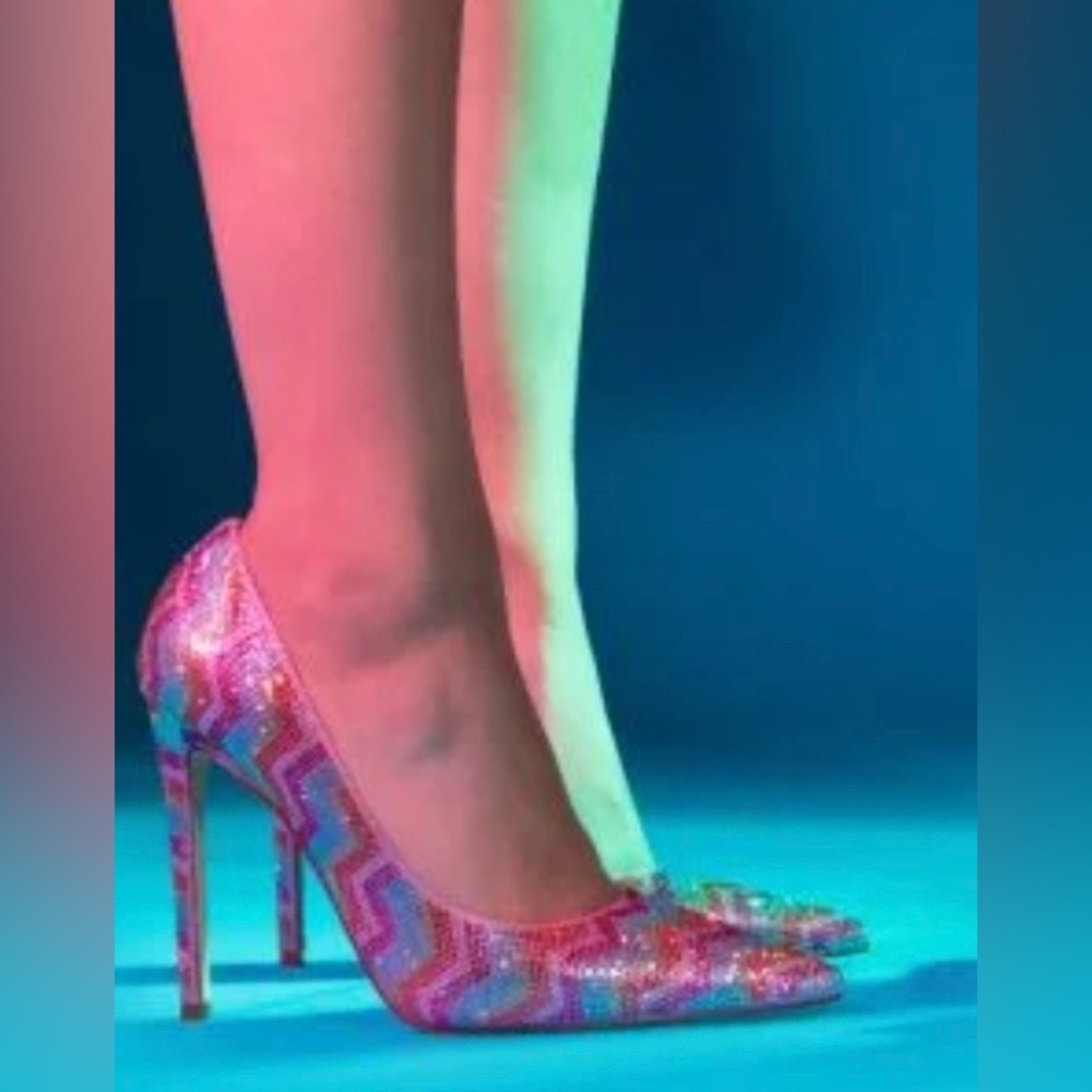 AZALEA WANG MY EVERYTHING EMBELLISHED CHEVRON PUMP - valentines- pink orange